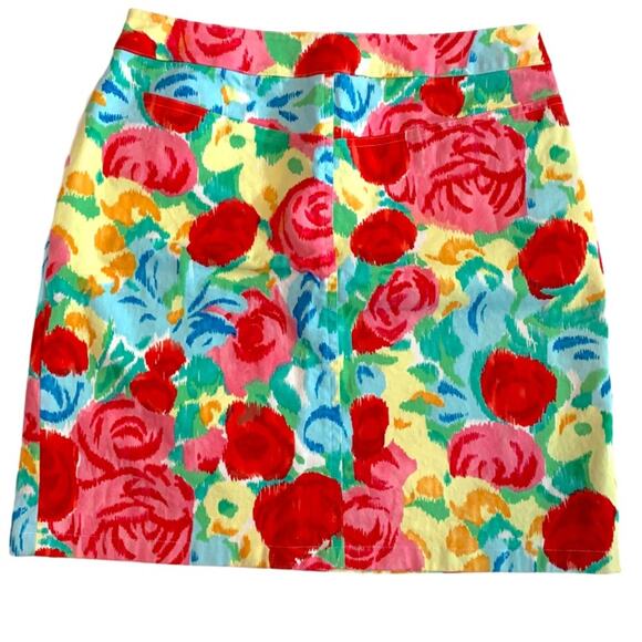 Talbots Pink Red Yellow Floral Casual Straight Pencil Stretch Skirt Women's 4 - Picture 4 of 11